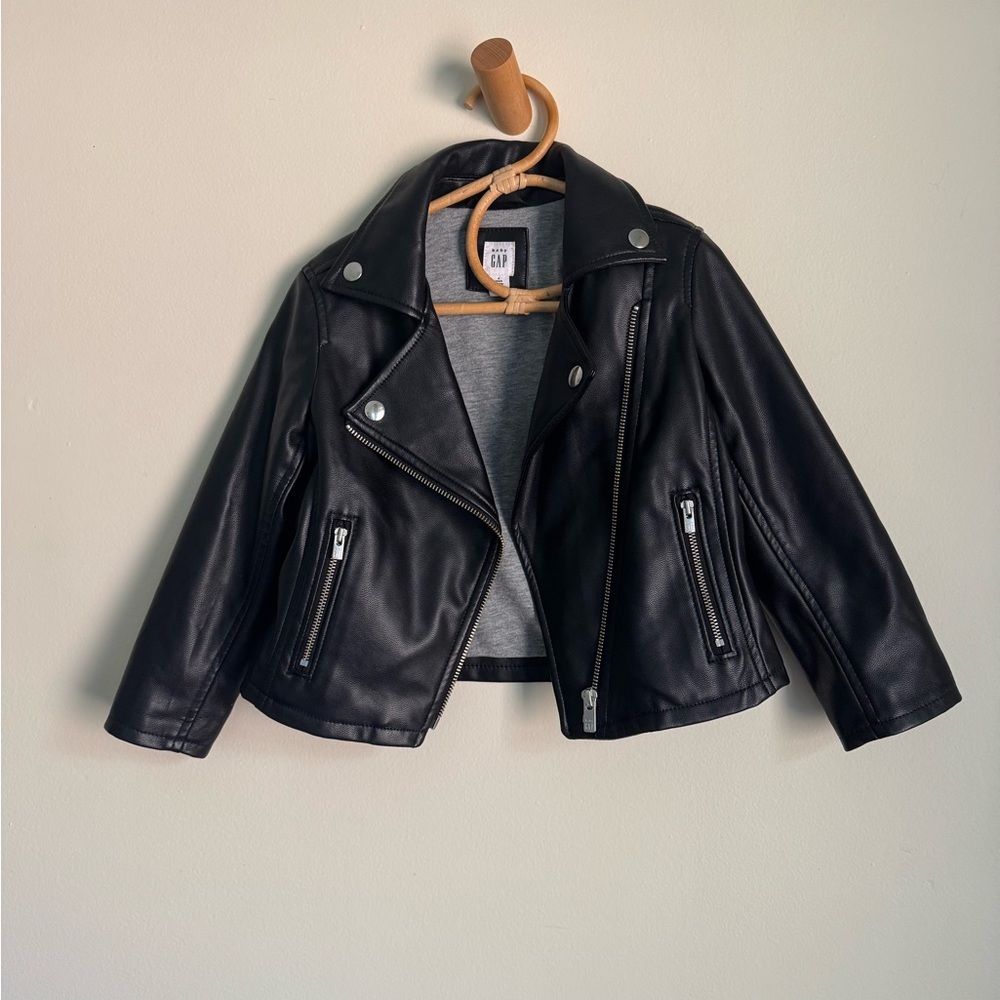 GAP Black Faux Leather Toddler Jacket